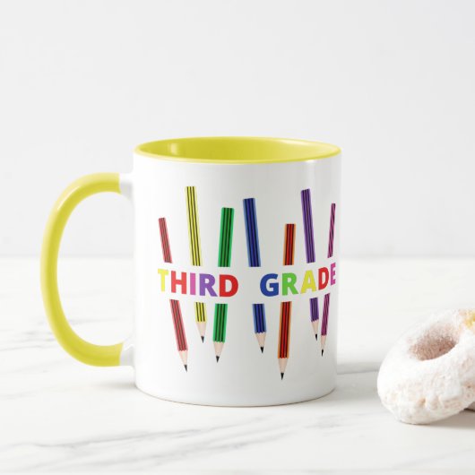 Mug Pencils Musique d'enseignant de troisième année (Avec donut)