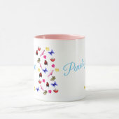 Mug Pénélope, Nom, Avec Lapins, Perroquets Et Fleurs, (Centre)