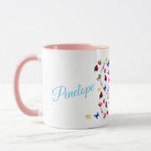 Mug Pénélope, Nom, Avec Lapins, Perroquets Et Fleurs, (Gauche)