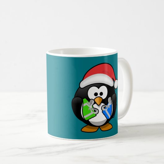 Mug Penguin avec cadeaux (Devant droit)