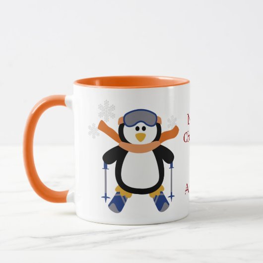 Mug Penguin de ski de Noël (Gauche)