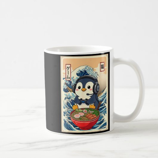 Mug Penguin Kawaii Japanese Ramen Noodle Retro Gaming  (Droite)
