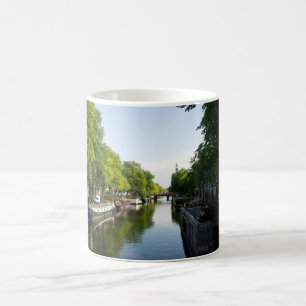 Mug Péniches sur un canal d'Amsterdam