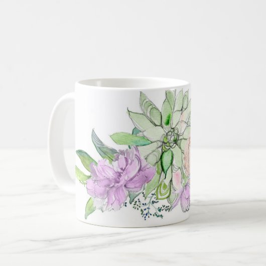 Mug Penies et Succulent (Devant gauche)
