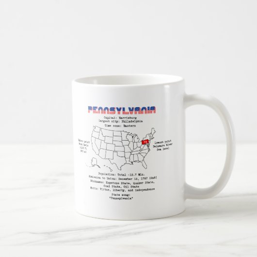 Mug Pennsylvanie États américains sur la carte et util (Droite)
