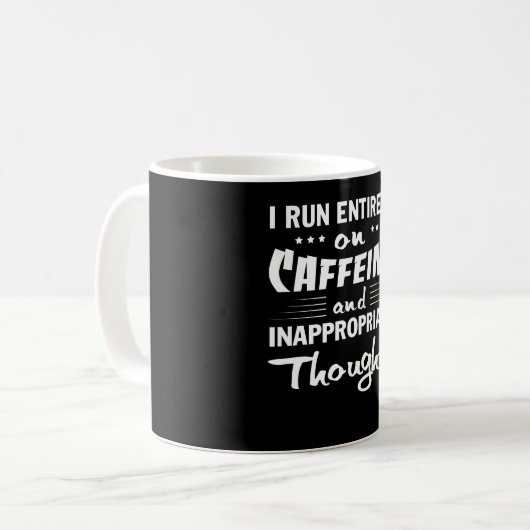 Mug Pensées inadéquates de caféine de course de café (Devant gauche)