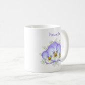 Mug Pensées pourpres avec le nom (Devant droit)