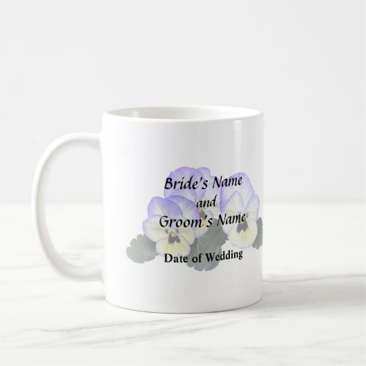 Mug Pensées violettes et crème (Gauche)