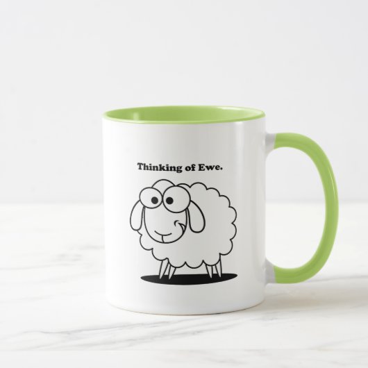 Mug Penser à l'agneau d'Ewe Mouton mignon dessin (Droite)