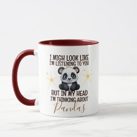 Mug Penser à Pandas - Drôle Personnalisé (Gauche)