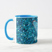 Mug Penser à vous, Modèle brillant bleu brillant (Gauche)