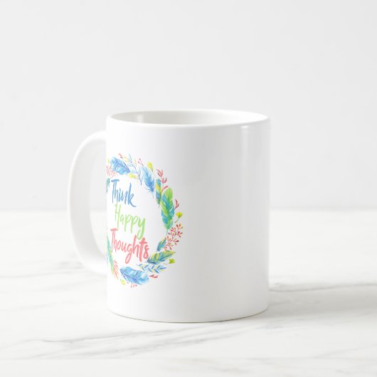 Mug Penser des pensées heureuses motivation citation m (Devant gauche)