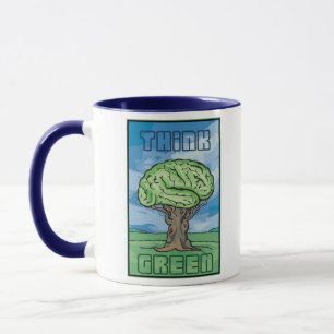 Mug Pensez au cerveau vert