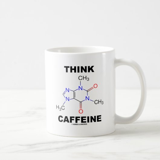 Mug Pensez la caféine (la molécule chimique de (Droite)