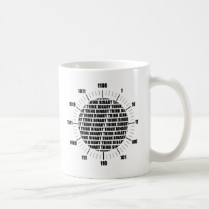 Mug Pensez l'horloge binaire (l'humour de geek)