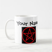 Mug Pentagramme rouge personnalisé / Pentacle Wiccan M (Gauche)