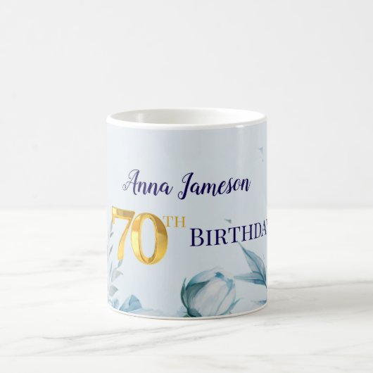 Mug Peonies 70th birthday Party Invitation (Centre)