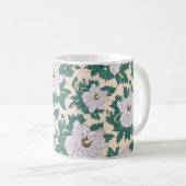 Mug Peonies blanches et Feuilles verts (Devant droit)