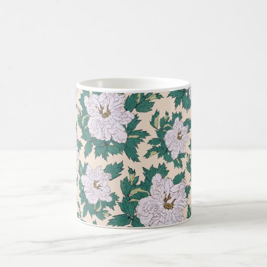 Mug Peonies blanches et Feuilles verts (Centre)
