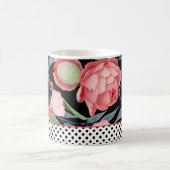 Mug Peonies élégantes et Pois avec Monogramme (Centre)