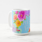 Mug Peonies romantiques Jardin Bleu Meilleure maman (Devant gauche)