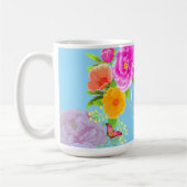 Mug Peonies romantiques Jardin Bleu Meilleure maman (Gauche)