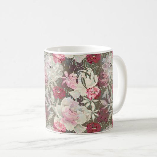 Mug Peonies rose rose fleurs fleurs jardin fleurie bou (Devant droit)