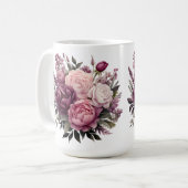 Mug Peonies Roses rose blanc violet Floral Flower (Devant gauche)