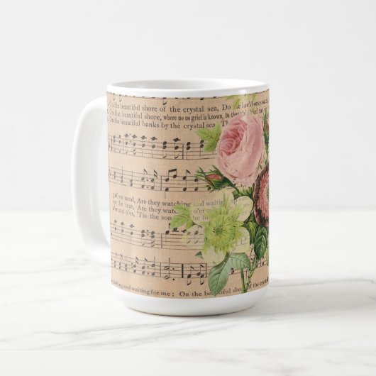 Mug Peonies vintages et Partitions (Devant gauche)