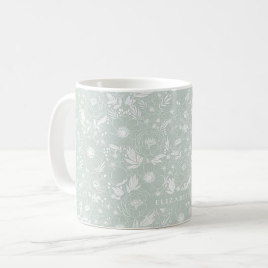 Mug Peony Et Anemone Illustrent Floral (Devant gauche)