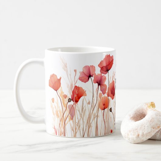 Mug Pépites à l'aquarelle artificielle avec des coquel (Avec donut)