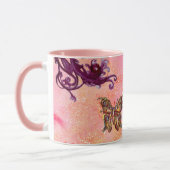 MUG PÉPITES ROSES DE PAPILLON, FLEURS VIOLETTES FUCHSI (Gauche)