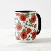 Mug Pépites, rouge et vert sur blanc (Devant droit)
