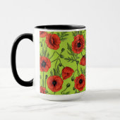 Mug Pépites, rouge et vert sur le vert citron (Gauche)