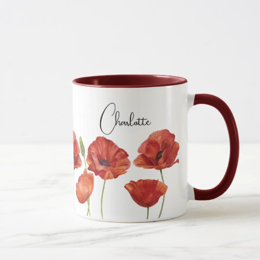 Mug Pépites rouges Aquarelle Août Fleurs de naissance (Droite)