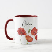 Mug Pépites rouges Aquarelle Août Fleurs de naissance (Gauche)