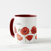 Mug Pépites rouges Aquarelle Août Fleurs de naissance (Devant gauche)
