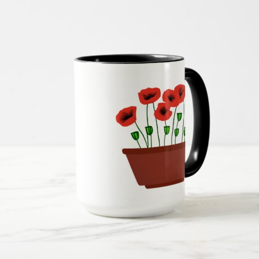 Mug Pépites rouges dans un planteur en terre cuite (Devant droit)