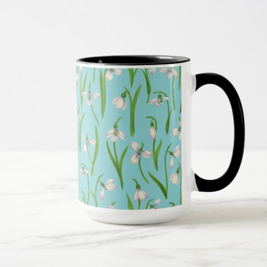 Mug Perce-neige sur fond bleu piscine (Droite)