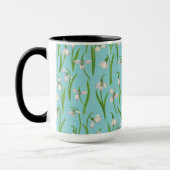 Mug Perce-neige sur fond bleu piscine (Gauche)