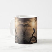 Mug Perche Lune : Un Oiseau Solitaire au crépuscule (Devant gauche)
