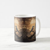 Mug Perche Lune : Un Oiseau Solitaire au crépuscule (Devant droit)