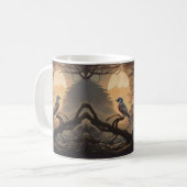 Mug Perche Lune : Un Oiseau Solitaire au crépuscule (Devant gauche)