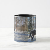 Mug Percheron noir en hiver neige et forêt (Centre)