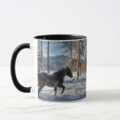 Mug Percheron noir en hiver neige et forêt (Gauche)