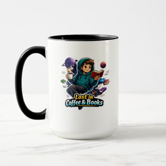 Mug Perdu dans le café et les livres – Cadeau pour ama (Gauche)