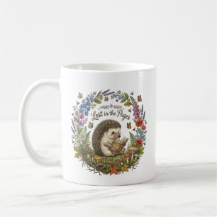 Mug Perdu dans les pages Mignon hérisson lisant un liv