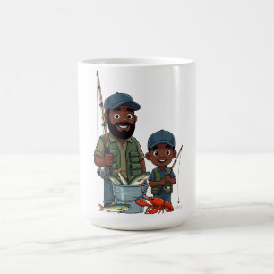Mug Père et fils afro-américains pêchant