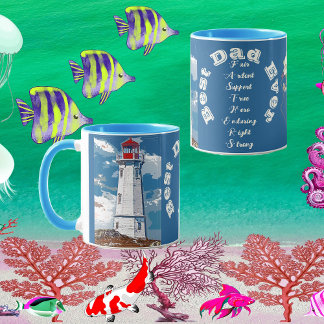 Mug Père Fille Bond Phare Meilleur Papa Jamais Bleu