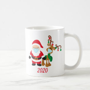 Mug père Noël 2020 Covid Reindeer avec masque facial